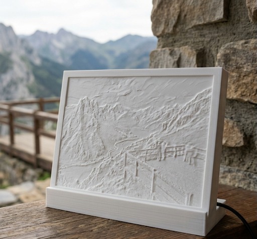 Litofanía apagada: una placa blanca en relieve